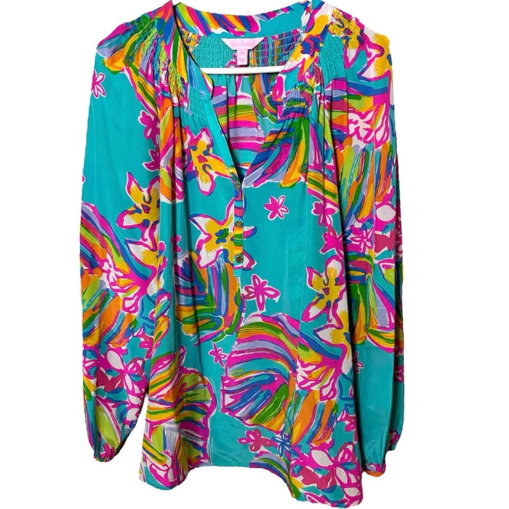 Lilly Pulitzer Elsa Silk Top XL | Summer Haze